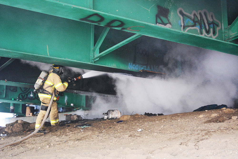 Fire under bridge